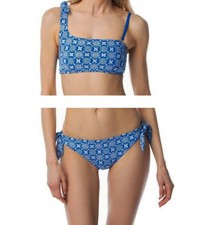Michael Kors Floral Swimsuit Set One-Shoulder Bikini Top OR Bottom, Grecian Blue