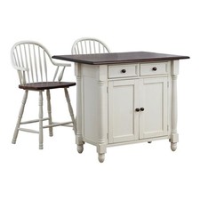 Sunset Trading Andrews 3-Piece Expandable Wood Kitchen Island in Antique White