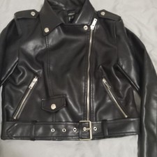 Vegan Leather Or Pleather Size Small Women's Motorcycle-Style Jacket Forever 21
