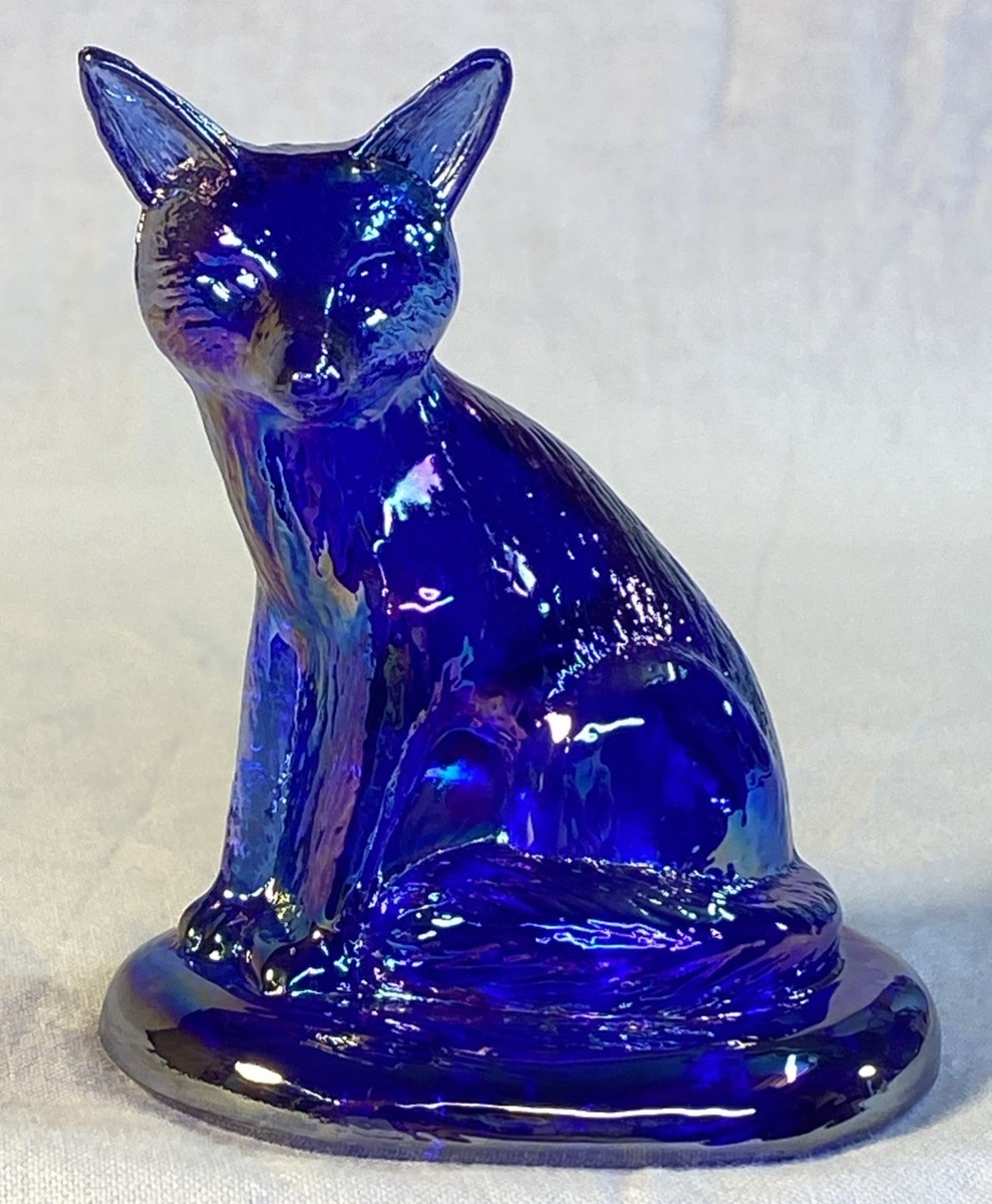 ★FRAGILE,GLASS,FIGURES ガラス製 人形 ポセイドン Boyd Art Glass Sly The Fox In Cobalt Carnival # 1 Second Series