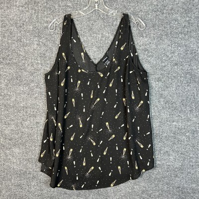 Torrid Womens Champagne Printed Tank Top Size 3X Sheer Fun Festive New Years Eve
