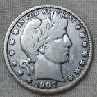 1907 D Barber Silver Half Dollar