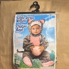 Fun World Kitten Infant Costume Gray Pink 6-12 Months Footed Jumpsuit Hood Tail