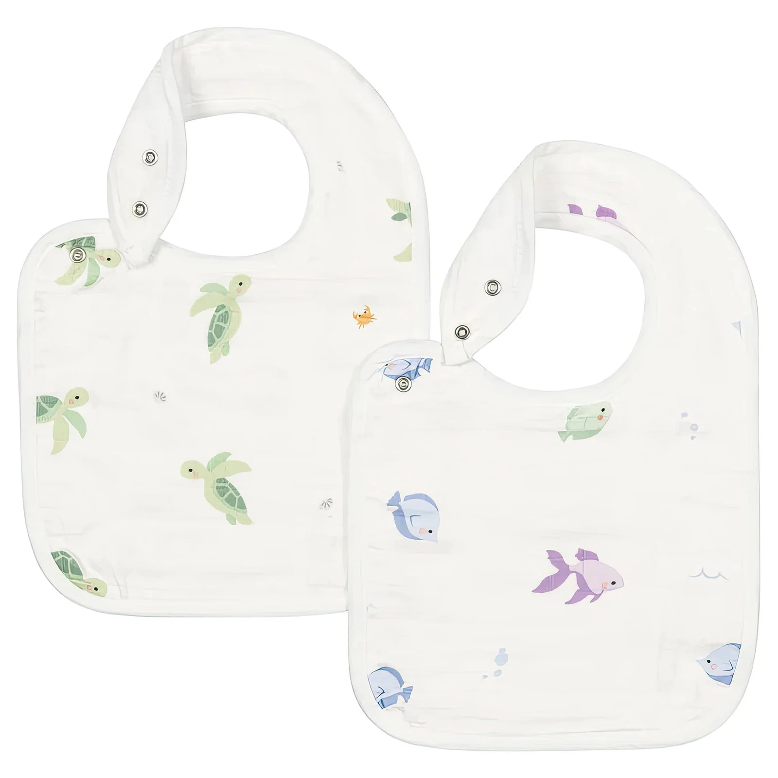 Baby Bibs (Pack of 2) - Bibs with Adjustable Snaps- Absorbent Terry Backing -...