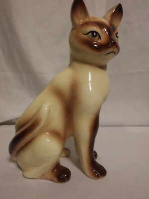 Vintage Noritake Giftcraft Siamese Ceramic Cat Planter~9'' Tall~1950's