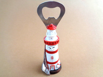 1 Stk. maritimer Flaschenöffner, Leuchtturm, Rot/Weiß, 12 cm