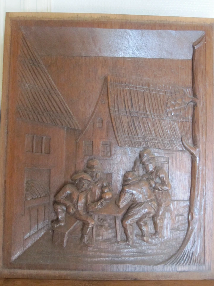 decorative pair off oak carved pannels renaissance style - Image 4 of 4