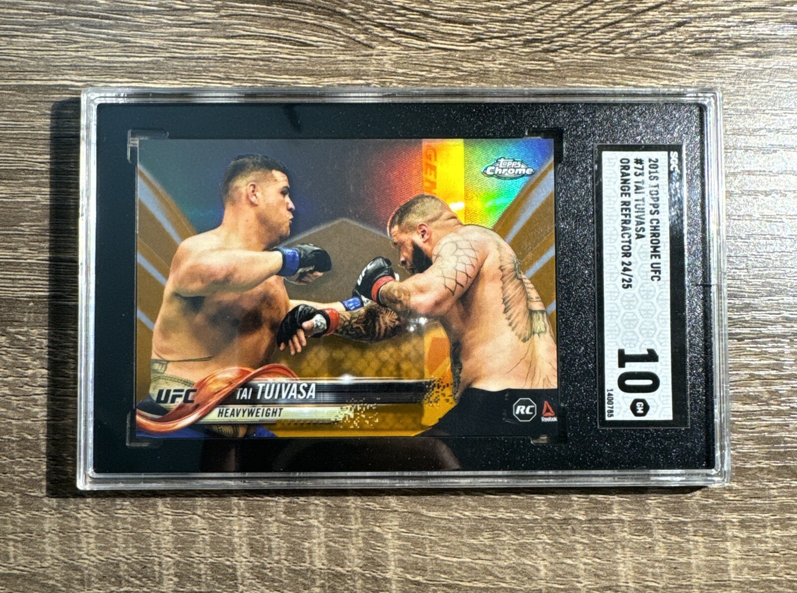 2018 TOPPS CHROME UFC #73 TAI TUIVASA ORANGE ROOKIE RC REFRACTOR#24/25 SGC 10