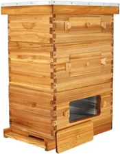 Beecastle 10-Frame Langstroth Beehive with Windows, Beeswaxed Coated Bee Hive fo