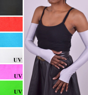 Opera Length Gloves White Shiny Long Arm Warmers Sexy Wetlook Cosplay Costume