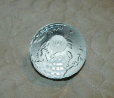 Clear Glass Millennium World Globe Earth Paperweight, Etched, Year 2000