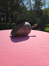 Vintage Primative Large Galvanized   Wooden Handle Grain Scoop