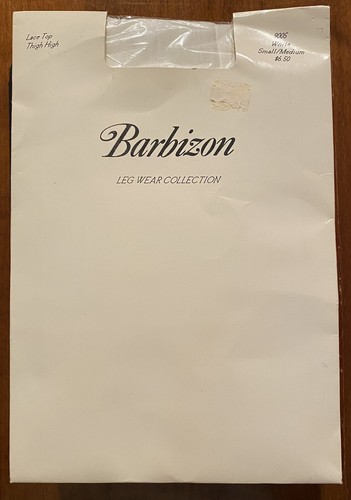 Barbizon Vintage White Lace Top Thigh High Hosiery  Stockings S/M New old stock.