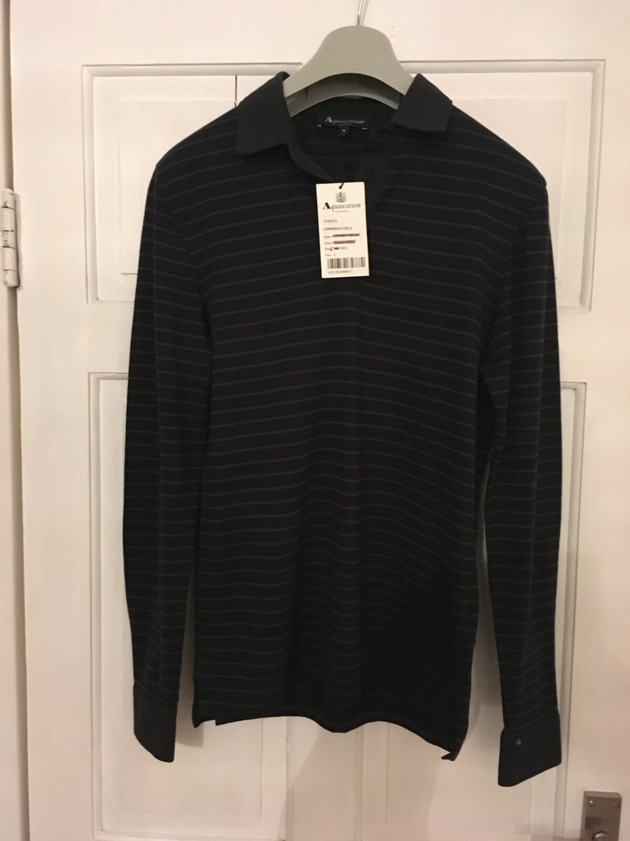 AQUASCUTUM LONG SLEEVE STRIPED POLO SHIRT COTTON/CASHMERE SIZE S