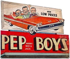 Pep Boys Advertising Laser Cut Metal Sign 18" x 16"