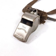 Sifflet D'Arbitre Vintage En Laiton Nickelé Made In England 1,80"