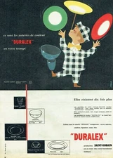  Advertising 0222 1958 Duralex Saint-Gobain Plates Colors 