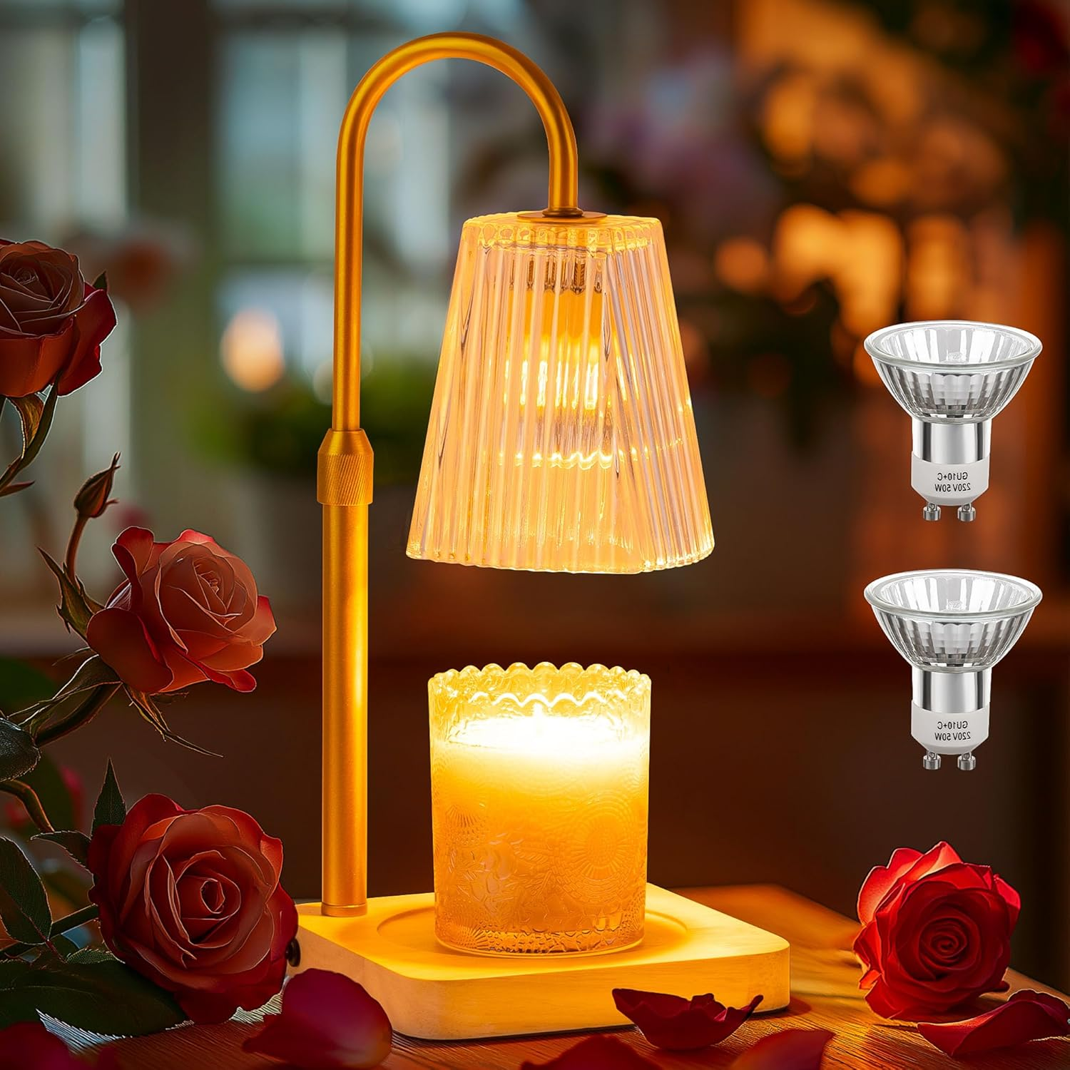 Adjustable Candle Warmer Lamp with Timer and 2 Bulbs - Wax Melt Electric Warmer-image
