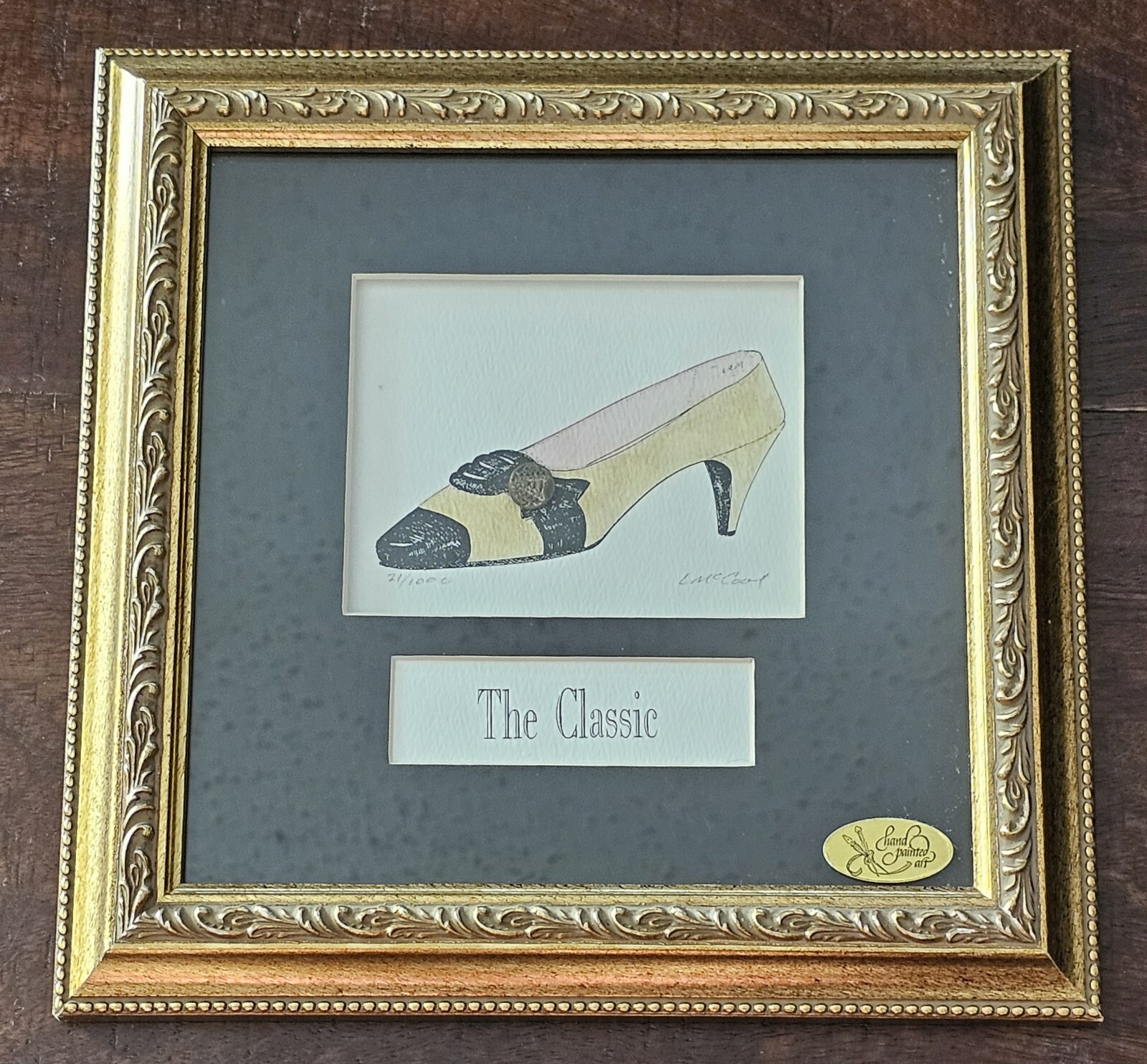 'The Classic' L McCool Grandmother's Button Hand Painted Art Numbered & Signed 