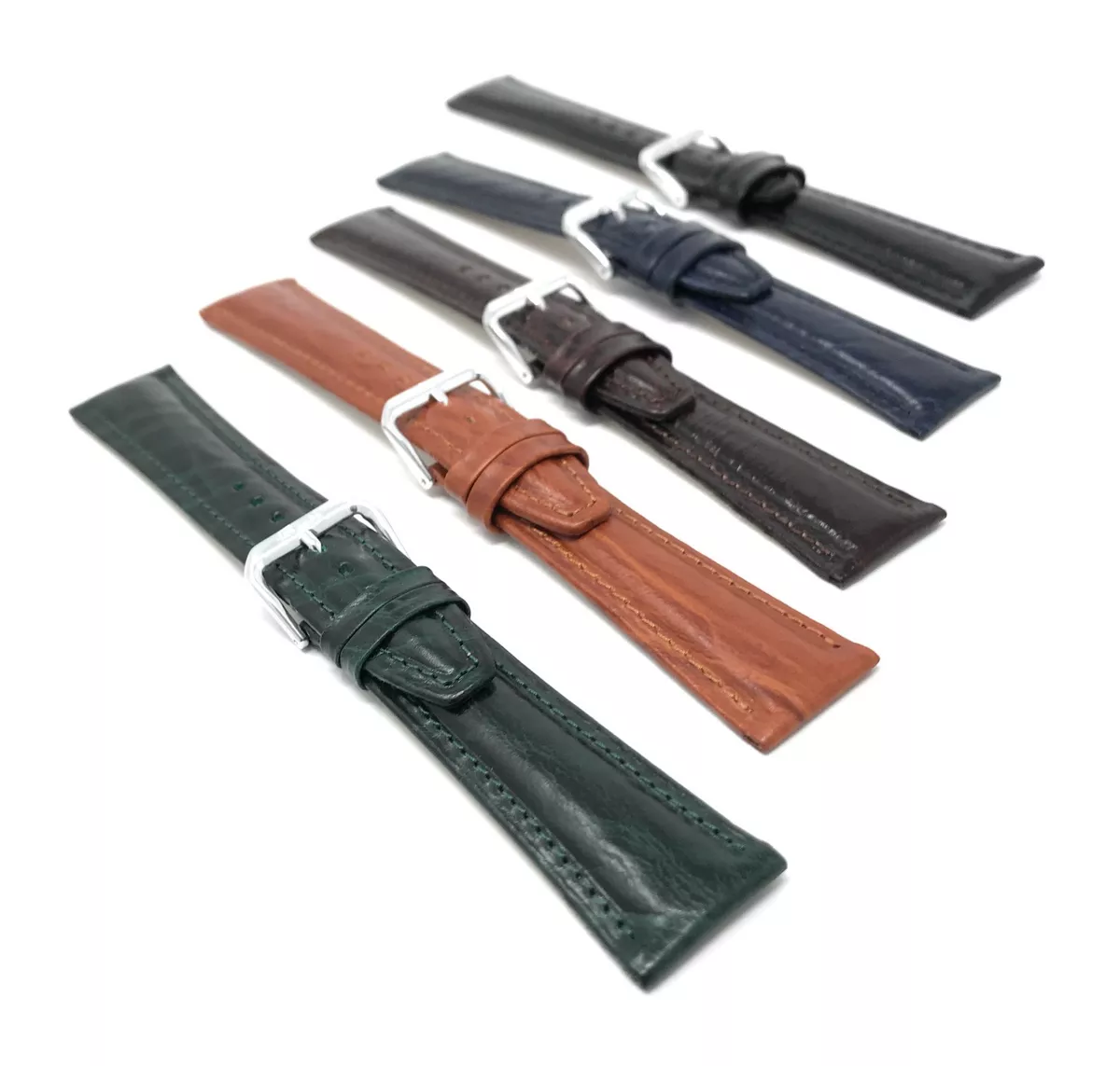 Extra Long XL 12mm to 20mm Classic Genuine Leather Watch Band Strap Glossy