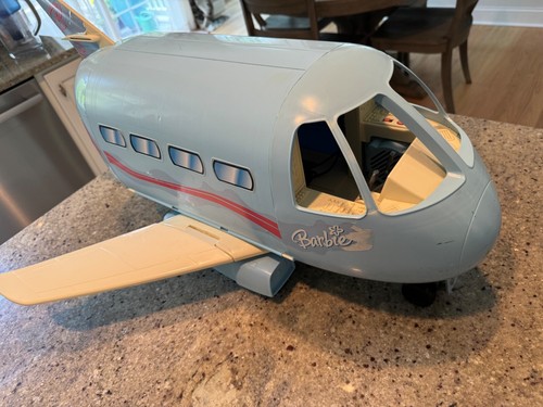 Mattel Barbie 1999 Jumbo Jet Flugzeug blau Sounds & Mikrofon funktionieren
