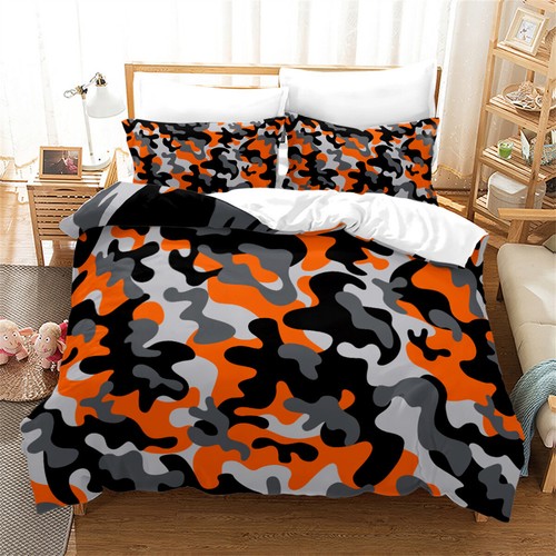 Single Double Queen Super King Size Bed Quilt Doona Duvet Cover Set Camouflage - Foto 5 di 11