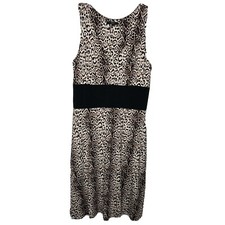 Tart Animal Print Dress Womens Size Medium V-Neck Fit & Flare Sleeveless Stretch