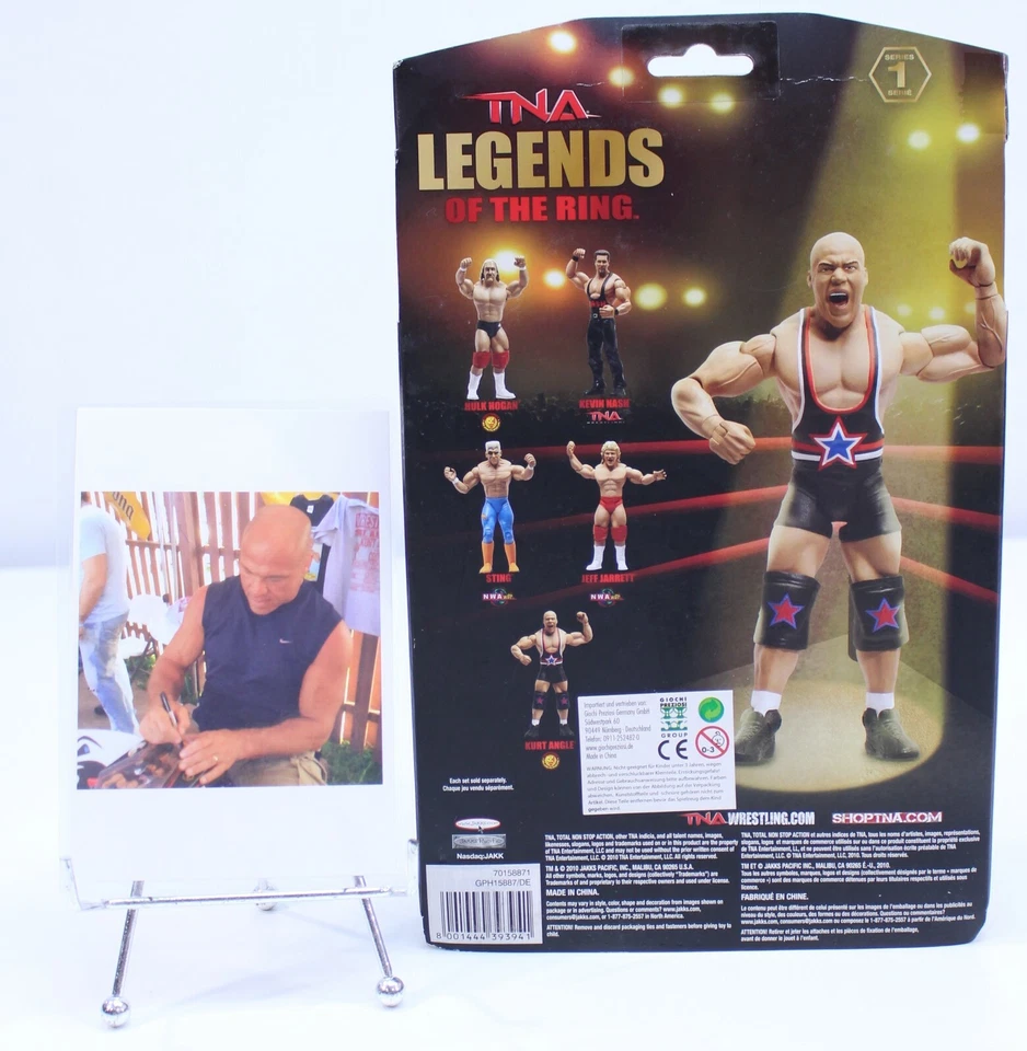Figura de acción Jakks Pacific Legends Ring WWE firmada luchador automático Kurt Angle TNA Foto 2 de 4