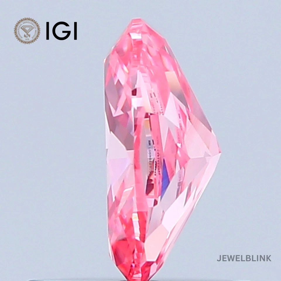 IGI Certified 0.78 Carat Fancy Vivid Pink VS1 Oval Shape CVD Lab Grown Diamond - Image 2 of 4