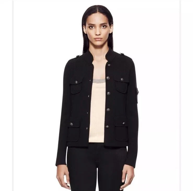 Giacca Blazer Tory Burch 100% Lana Sgt Pepe Maglia Militare Logo Bottoni Nero M