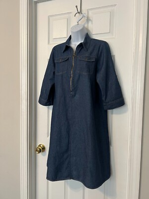 white christmas dresses Women's 3/4 Sleeve Denim Dress main image 1