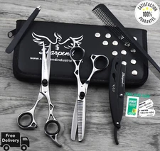  JAPANESE STAINLESS STEEL 6" BARBER STYLIST HAIR CUTTING SHEARS SCISSORS SET/KIT