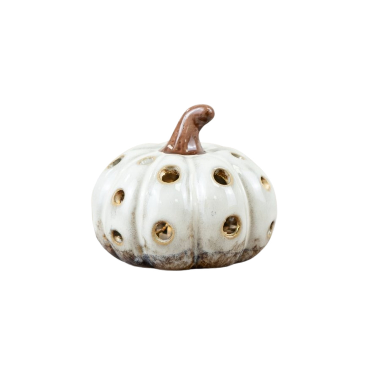 Rustic Light Up Pumpkin Glazed Halloween Decoration Autumnal Homeware Ornament