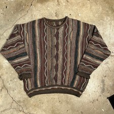 Vintage Florence Trico 90s Coogi-Style 3D Knit Sweater Mens L Made in USA