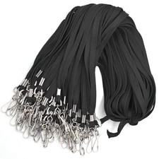 Black Lanyard 100 Pack Bulk Badge Lanyards for ID Badges Neck Cruise Name Tag...