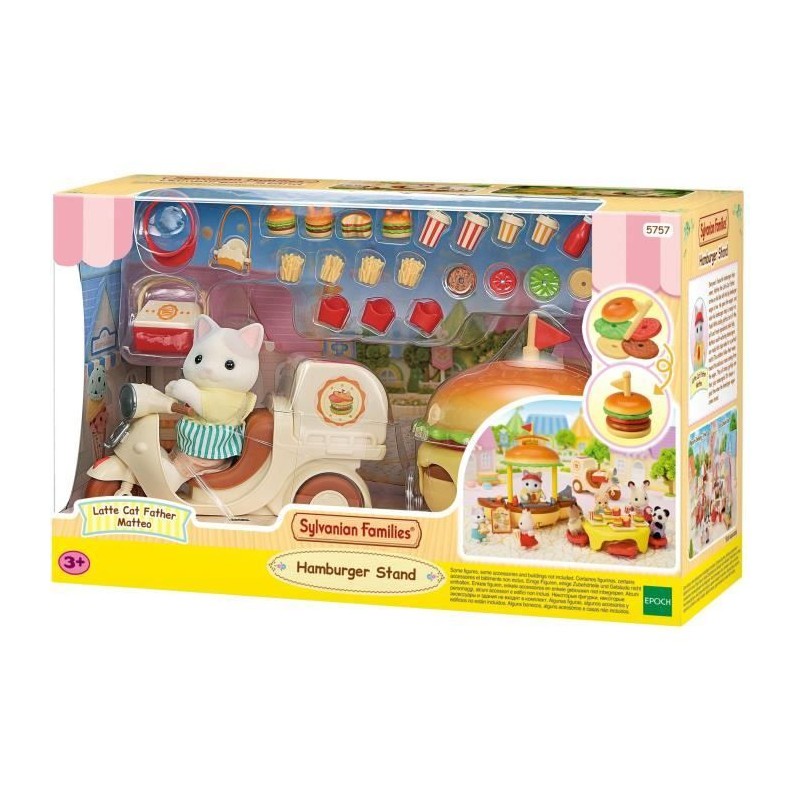 Stand de Hamburgers Sylvanian Families, idée cadeau Papa Chat Latté pour collectionneur