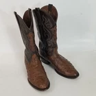 Nocona Boots Mens 11 D Brown Western Exotic Ostrich Full Quill Pointed Toe USA