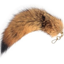 Luxe Fox Fur Tail Keychain - Fashion Accessory with Gold Clasp 1 Coyote Tail