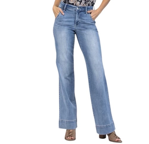 Judy Blue Jeans Mid-Rise Retro Szerokie nogawki Flare Damskie 7/28 Niebieskie 82401MD - Zdjęcie 1 z 9