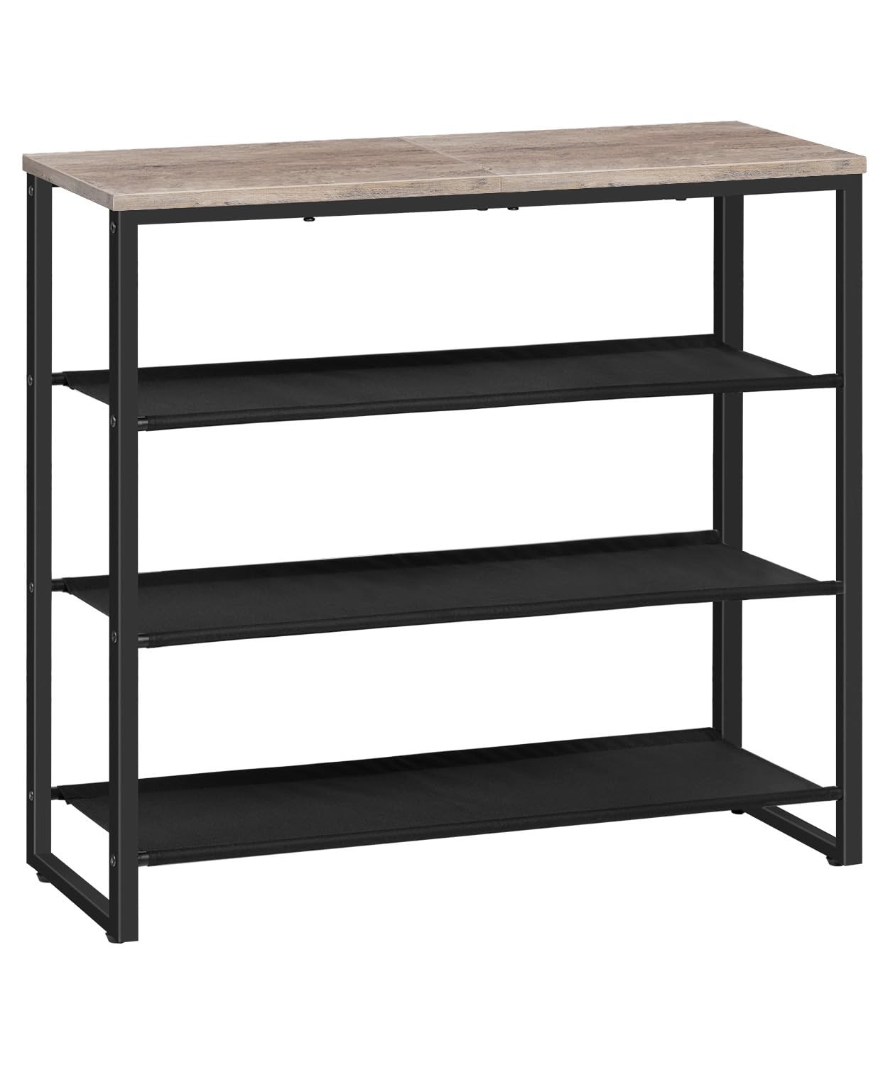 4-Tier Shoe Rack Organizer with 3 Fabric Shelves & Top Storage-image