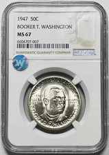 1947 Classic Commemorative Booker T. Washington Memorial NGC MS-67 Sight White