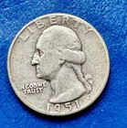 1951 Washington Quarter. 90% Silver. XF Condition. Charity Auction.