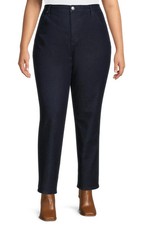 Terra  Sky Women's Plus Size Skinny High Rise Jeans, Dark Wash