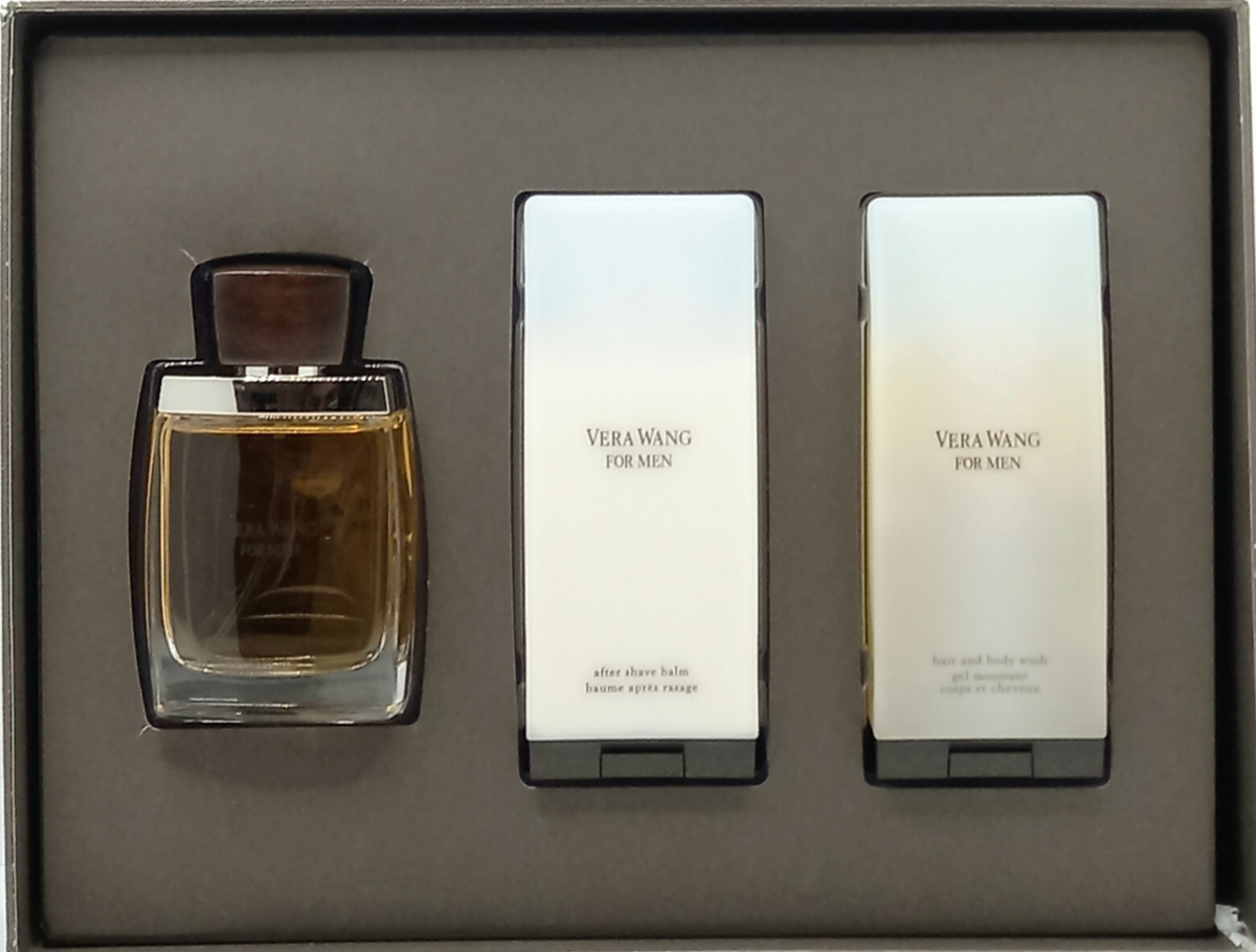 VERA WANG FOR MEN 3 PCS GIFT SET EDT 1.7 Oz, AFTER SHAVE BALM