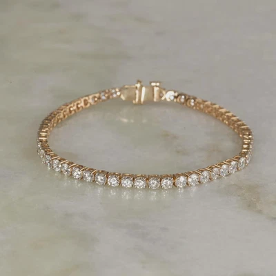 8.5Ct Round Cut Lab Created Diamond Women Tennis Bracelet 14k Yellow Gold Plated - image 1 of 4