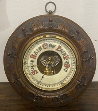 Victorian Style Carved Wood Aneroid Barometer With Panel Showing Movement.8 Inch