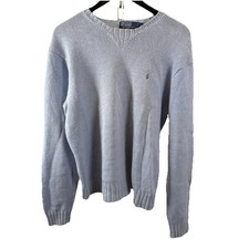 Vintage Polo Ralph Lauren Blue Knit Sweater Linen Cotton Blend Mens L