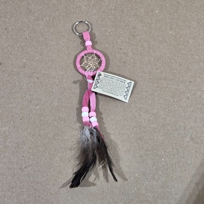 Authentic Navajo Dream Catcher Key Chain Handcrafted PINK 1.5'' Diameter