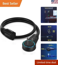 Black 2ft  Certified 360° Rotating Flat Plug Extension Cord - 3-Prong Safe