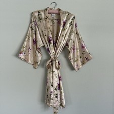 Vintage Inner Most Pink Purple Floral Short Robe Size Small
